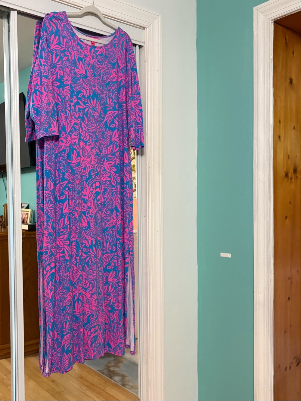 Lilly Pulitzer Pink and Blue Floral Maxi Tunic